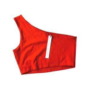 Susana Monaco One Shoulder Crop Top Bright Orange Size S